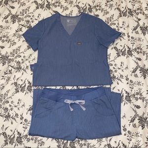 Limited Denim Heather Indigo Figs Scrub Set XS T